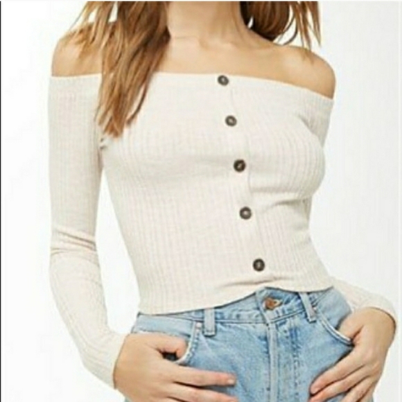 2/$8: Off-The-Shoulder Crop Top - Picture 1 of 6